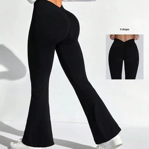 Gym Flared Yoga Leggings Premium Activewear Custom Logo Nylon Spandex High Waist Scrunch Butt Lift Sports Pants