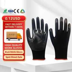 Best Quality Reusable Black Nitrile Coated Work Gloves Factory Direct Safety Nitrile And Nylon Material For Gardening
