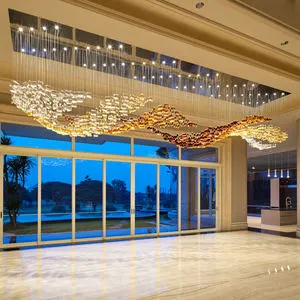 Customized Modern Luxury Hotel Lobby Art Glass Chandelier Hand Blown Pendant Lights
