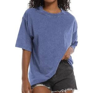High Quality Plus Size Solid Color Light Weight Acid Wash Oversized Skulls Pattern Women's T-Shirt Soft Breathable Quick Dry