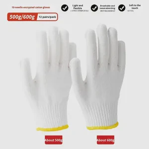 Nylon Reinforced Cotton Gauze Gloves Thickened Anti Slip Wear Resistant Work Safety Gloves Industrial Grade Wholesale