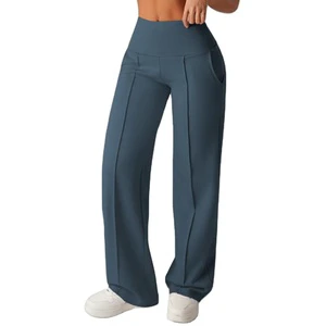 Hot Selling Women's Yoga Pants Quick Dry Wide Leg Slim Fit Running Yoga Pants Fitness Front Plated Yoga Pants