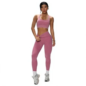 Yoga set for women frosted seamless yoga set high-waisted tight hip shockproof yoga gym set