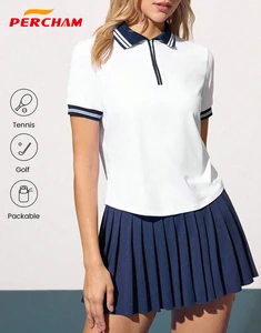 High Quality Women's Contrast Collar Cuff Short Sleeve Sportsear Polo Shirt Women Golf Tops Women Tennis Shirt Athletic Clothes