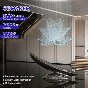 Modern Lotus Shape Custom Decor Light PMMA Fiber Optic Commercial Interior Ornament Chandelier LED Pendant Light Remote Control