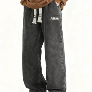 Custom Color Men's Straight Leg Jeans Versatile High-Street Casual Wide-Leg Pants Long Trousers