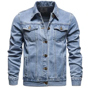 Denim Jackets Men Slim Fit Solid Colour Casual Men's Jeans Jacket Fashion for Men