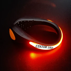 Custom Screen Printed Logo LED Luminous Shoe Clip Outdoor Running Night Safety Warning Bright Flash Sport Bicycle Light
