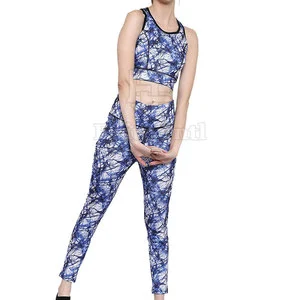 Women's Solid Elastic Waist Yoga Set with Custom Design & Front Logo Breathable Spandex/Nylon 2-Piece Fitness Apparel