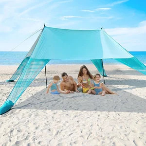 Bestex Personalized UPF50+ Protection Easy Setup Large Portable Beach Shade Canopy Resistant Mesh Beach Tent Shelter Sunshade