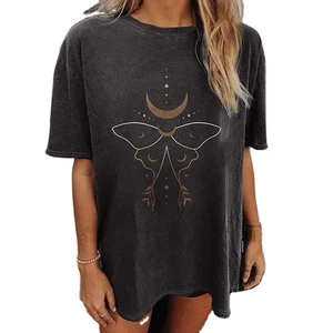 Women's Plus Size Vintage Washed Graphic T Shirt Oversized Casual Loose Fit Short Sleeve Summer Fashion Tee Top