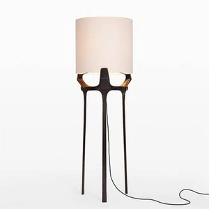 Tripod Floor Lamp with Linen Drum Shade | Black Metal Floor Light for Living Room