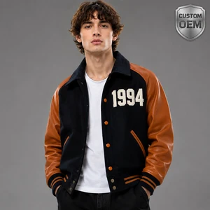 Factory High Quality Cropped Zip Up Vintage PU/Leather Jacket Cotton Quilted Lining Thick Workwear Working Jacket For Men