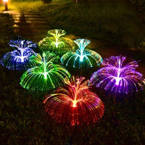 IP65 LED Colorful Jellyfish Fireworks Solar Lights Small Garden Decoration DC Fiber Optic Christmas Meteor Shower Atmosphere