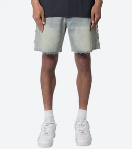 New Design Fashion Men's Vintage Blue Outer Seam Gemstone Trims Denim Shorts