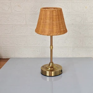 Rattan Bamboo Lamp Table Lamp Metal Shade Wedding Light Is Replaceable Light Touch Wireless Usb Rechargeable Table Lamp Rattan