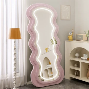 Wavy Full Length LED Floor Mirror For Bedroom Living Room