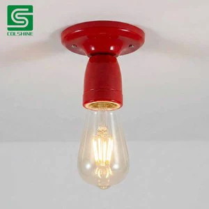 Red Porcelain E27 Screw Bulb Socket Lamp Holder Ceiling Rose Indoor Use