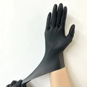100 Piece a Box Black Disposable Nitrile Safety Gloves 3 Mil Powder Latex Free for Beauty Salon & Food Service General Usage