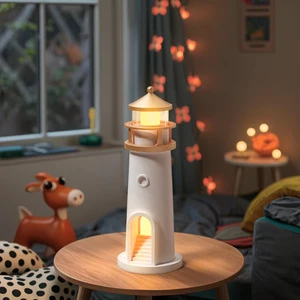 Wholesale Home Sleeping Atmosphere 3D LED European ABS Body Lighthouse Moon Projection Human Body Induction Remoter Control