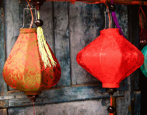 Lantern With Bamboo and Silk