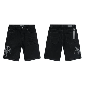2026 Hot Sale Black Denim Shorts Solid Black Denim Casual Shorts AMR Men Denim Shorts Wholesale