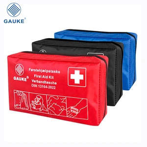 For EN13164 Compliant Vehicle Emergency Medical Kit Multilingual Car Safety Supplies (Red/Black/Blue) 5 Year