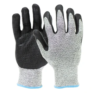 Nitrile Foam Coated with Dots Anti Cut Industrial Grip Safety Working Gloves EN388 ANSI A3