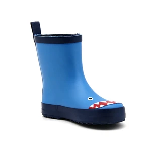 Cartoon Shark Rubber Rain Boots Polar Fleece Lined Waterproof Non Slip Toddler Wellies Pull Tab Lightweight Rain Shoes For Boys