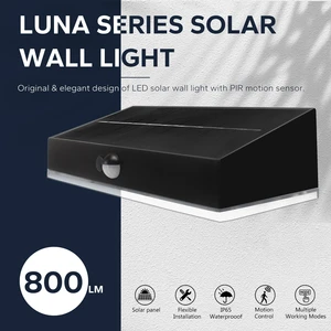 6W 800LM PIR Sensor Solar Powered IP65 LED Outdoor Light and Wall Lamp Waterproof Residential Dimmable 1-Year Warranty