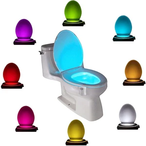 Battery Powered 16 Colors Random Switching Motion Sensor Toilet Bowl Light, Waterproof LED Toilet Night Light