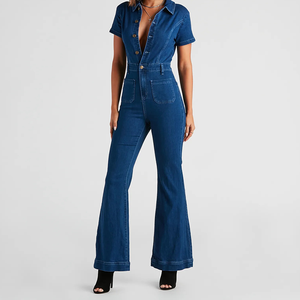 Wholesales Distribution Women's Jeans | Wholesales Flare Denim Jumpsuit | Custom Women's Jeans Suit
