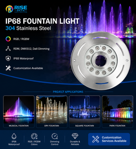 Outdoor IP68 Stainless Steel RGB 12-24V DMX Underwater Light Swimming Pool LED Ring Lamp Fountain Nozzle Lights Waterfall