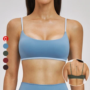 High Quality Nude-feeling Contrast Color Yoga Outfit Casual Sports Fitness Underwear Breathable Comfortable Fashion Sports Bra