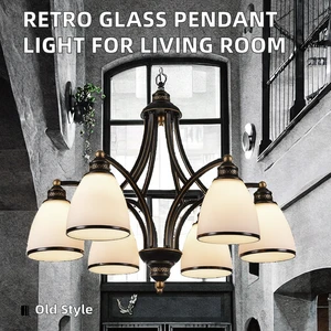 Vintage America Pendant Light Retro Chandelier Glass Pendant Lamp for Living Room