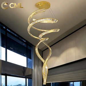 Modern Luxury Crystal Chandelier Precision Cut Drops Pendant Lights for Hotel Dining Staircase Decor Adjustable Height Remote