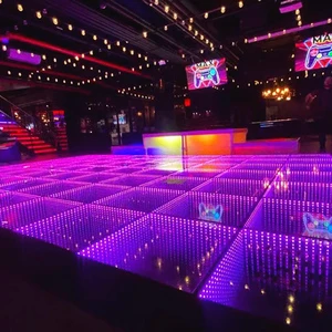 2025 Newest Vogue Interactive LED Dance Floor Black Wedding Dance Floor for Kids With Free Stage Lights Accessories