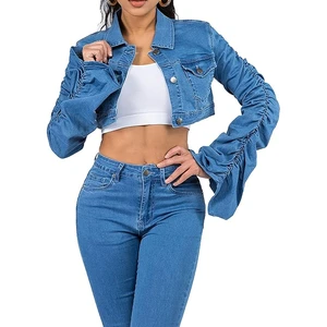 Women's Classic/Destroyed Vintage Washed Long Sleeve Denim Jean Jacket Jean Coat Jeans Trucker Jacket for Women Girls