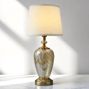 American Modern Cozy Traditional Style Simple Electric Dome Glass Table Lamps Living Room Bedside Economical Lighting