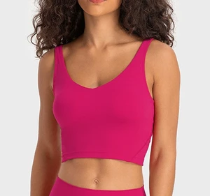 Women Workout Training Bra V Neck U Back Sports Fitness Tank Top Gym Yoga Wear Bra Active Wear Removable Bra Pads