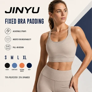 JINYU Custom Women's Scoop Neck Sports Bra Quick Dry Breathable Removable Pads Yoga Running Gym Workout Activewear