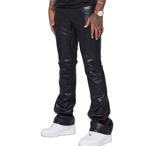 Plus Size Men's Jeans Fall Casual Men's Leather Streetwear Solid Color Flared Pant Pants for Men