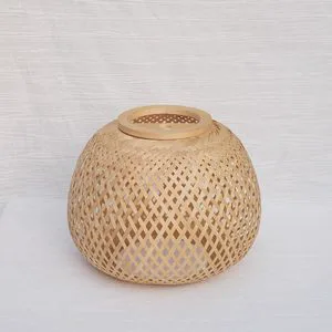 Eco-Friendly Handwoven Bamboo Pendant Light Shade, Natural Ceiling Lamp Fixture for Warm Ambient Lighting