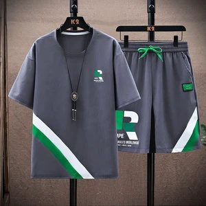 Advanced Fashion New Youth Loose Casual Print Two-piece Set for Spring and Summer Paired with Handsome Men's Sports Suit