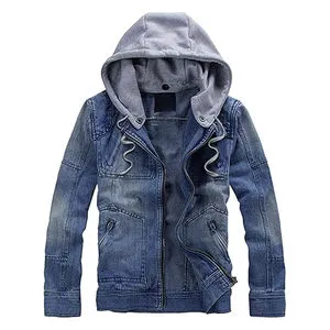 Kivotech Fashion Denim Jacket Men's Slim Fit Causal Denim Jeans Jackets and Coats Denim Wear Hooded jacket for men