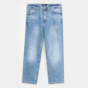 Plus Size Men Straight Leg Stonewashed Denim Jeans Mid Waist Casual Regular Fit 100% Cotton Woven Button Fly