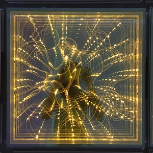 Single Color Illuminated LED Brick Lights 50cm Square-shaped Gold Star 3D Model Glass Body IP55 Rated 500kg Load-Bearing Theme