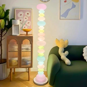 Rainbow Candy String Floor Lamp for Kids Glass Bedside Bedroom Designer for Girls' Living Room Sofa Standing Floor Lamp Decor