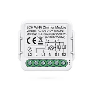 Best Price Tuya WiFi Smart Home 2 Channel Dimmer Module 2-Way Control 100-240V for Stepless Dimming PST-D02
