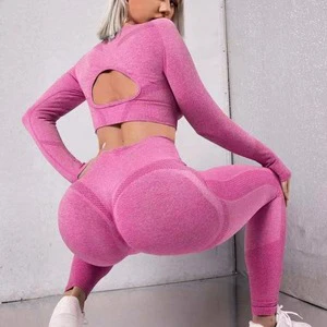 Custom Wholesale Solid Color Slim Yoga Short Sleeve Breathable Gym Wear Workout Fitness Running Quick Dry Women Sports Yoga Set